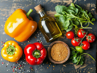 Colorful Bell Peppers and Fresh Vegetables for Cooking