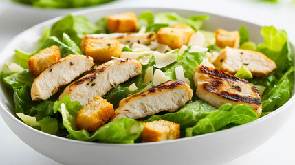Chicken salad with lettuce for a healthy lunch on fresh bread, a gourmet meal ideal for dinner with vegetables, meat, and cheese in a balanced cuisine dish that serves as a diet-friendly grilled snack