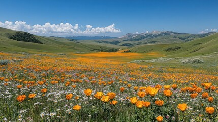 Mountain Meadow Filled with Wildflowers