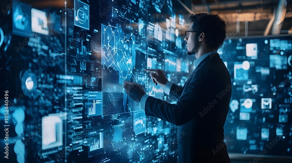 Poster ai driven marketing manager analyzing consumer behavior and preferences for personalized campaigns