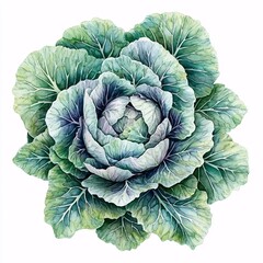 Obraz premium Fresh Cabbage Illustration on White Background