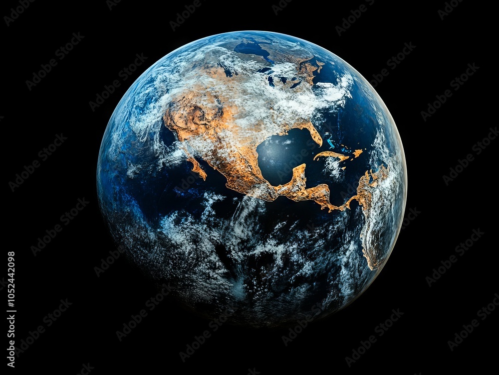 Wall mural a view of the earth from space with a black background