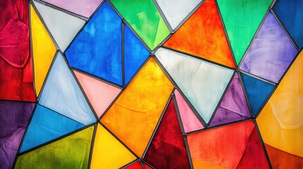 Fototapeta premium stained glass. Abstract colorful geometric background with triangles and squares. Background design for poster, banner