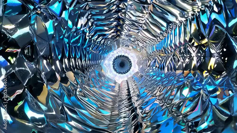 Poster symmetrical fractals unfolding on a reflective surface