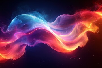 Vibrant swirling abstract waves of colorful smoke with cosmic glow