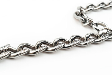 Obraz premium Stainless steel chain necklace isolated on white background