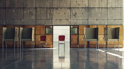 Empty Polling Station Highlighting Voter Apathy