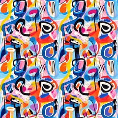Naklejka premium Abstract Colorful Shapes seamless Pattern on White Background. Pattern for wallpaper, background, print on fabric and paper.