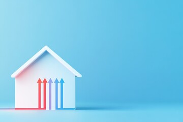 Minimal house icon with colorful arrows depicting energy flow