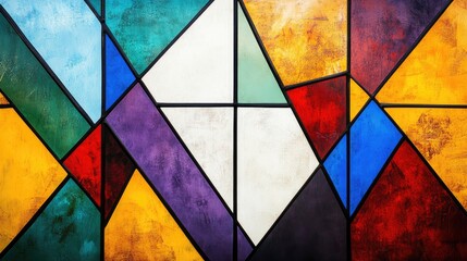Fototapeta premium stained glass. Abstract colorful geometric background with triangles and squares. Background design for poster, banner