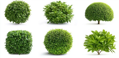A series of six shrubs in six variations that can be used for landscape design or as a post-production render.