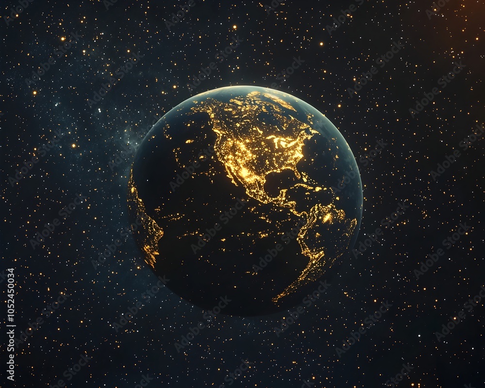 Wall mural precious gem of the cosmos illuminated earth floating amidst the stars
