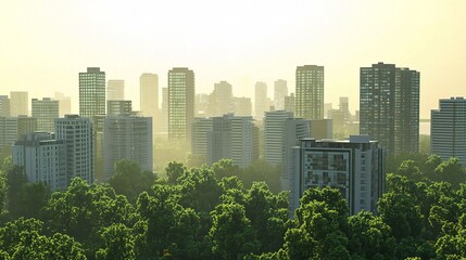 Urban Landscape Surrounded by Lush Greenery