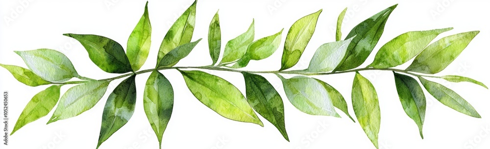 Poster garland of conifer branches isolated on white background. design element for creating holiday compos