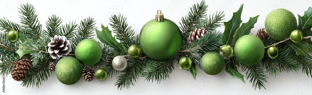 Poster Branches of yew trees isolated on a white background. Create holiday compositions, collages, cards, invitations, or patterns using this design element.