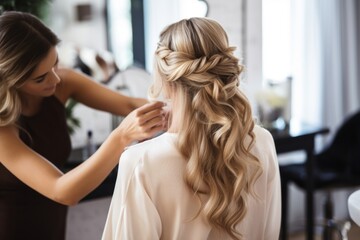 Fototapeta premium Hairstyle female dress adult.