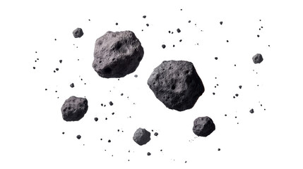 Floating Asteroids and Space Debris Illustration