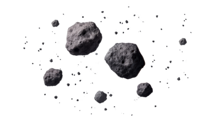 Floating Asteroids and Space Debris Illustration