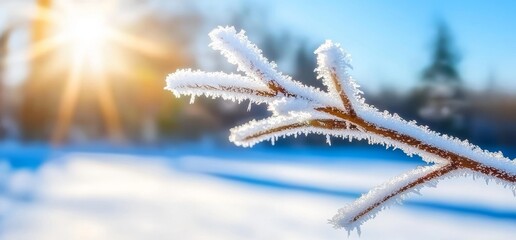 Winter weather concept, beautiful crystal frost on foliage and tree branches, nature's beauty, wallpaper background