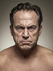 Intense Portrait of a Mature Man with a Strong Expression