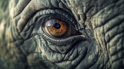 Naklejka premium Close-up of a sharp, wrinkled elephant eye