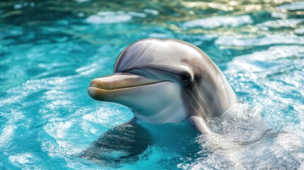 Close-up of a smooth-skinned dolphin with bright eyes