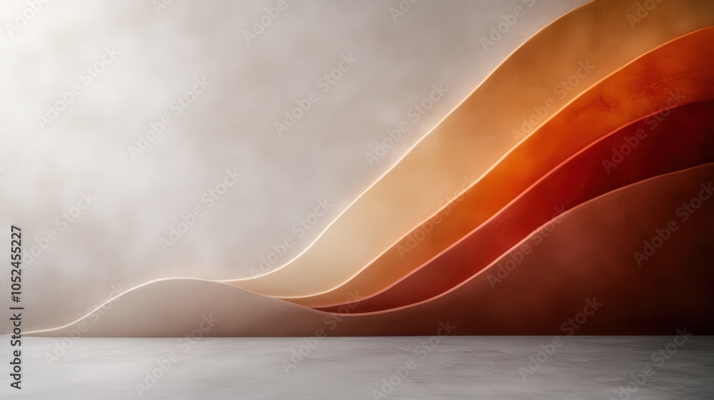 Poster abstract image featuring layered wave patterns in earthy tones with smooth texture, illustrating a s