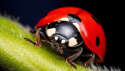 Fototapeta premium Ladybug Macro - generative ai, üretken yapay zeka