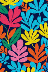 Fototapeta premium Botanical pattern for printing on wall decorations, covers. Artistic brush strokes. Oil painting