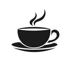 Obraz premium Coffee cup logo icon saucer drink black.