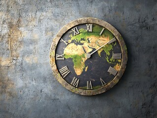 Fototapeta premium Symbolic Earth Clock Depicting Passage of Time and Global Challenges Calling for Urgent Action