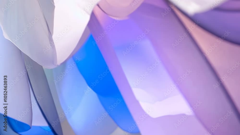 Poster swaying iridescent gradient sheets in weightless space
