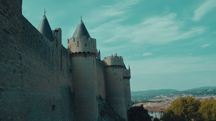Fototapeta premium Majestic Castle Against Blue Sky