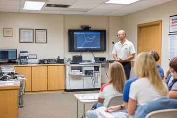 Training Session In Progress About Arc Flash Safety, With A Presenter Showing Images Of Electrical Arcs And The Necessary Precautions To Take