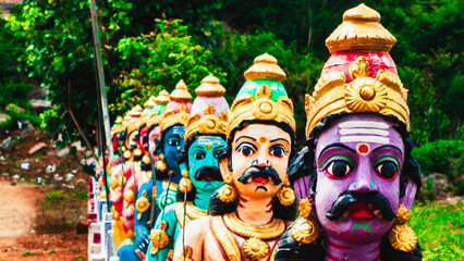 colourful statues at Tamilnadu temple