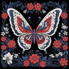 AI-Generated Beautiful Butterfly With Flowers 