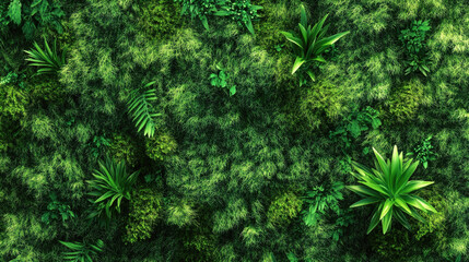 Obraz premium Lush green moss grass texture ideal for wall murals and natural decor projects