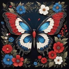 AI-Generated Beautiful Butterfly With Flowers 