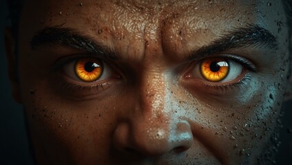 3D illustration of evil, angry eyes