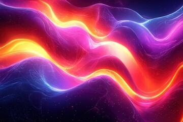 Fototapeta premium Vibrant neon waves: colorful abstract light energy flow with glowing fluid patterns