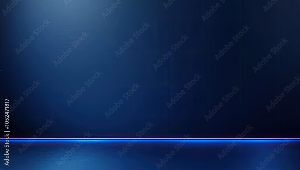Poster abstract blue background with glowing lines for product presentation, empty space for text or produc
