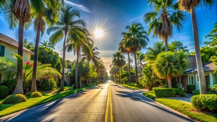 Scenic Drive Through Casey Key Community in Sunny Florida - Coastal Residential Streetscape