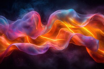 Obraz premium Vibrant abstract waves of colorful light and dynamic, flowing energy patterns