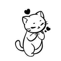 Minimalist Cute Cat Graphic with Hearts