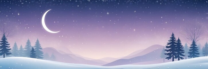 Fototapeta premium Christmas winter purple night background with moon