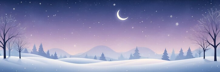 Obraz premium Christmas winter purple night background with moon