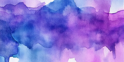 Dynamic, hand-drawn watercolor background in bold purples and blues, featuring layered washes and drips with visible paper texture, creating an artistic and expressive design