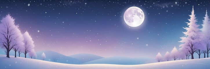Naklejka premium Christmas winter purple night background with moon