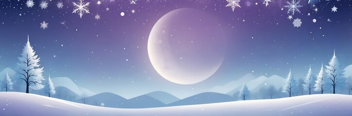 Fototapeta premium Christmas winter purple night background with moon