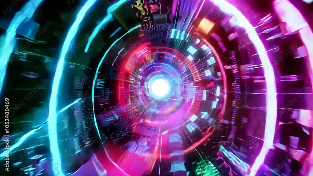 Poster data streams rushing through digital tunnel